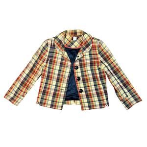 Vintage J.Crew Plaid Cropped Blazer Jacket Women’s Small Cotton Preppy Tartan